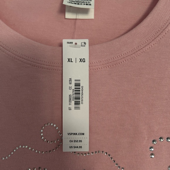 NWT Pink victorias secret long sleeve T with bling - Picture 3 of 5
